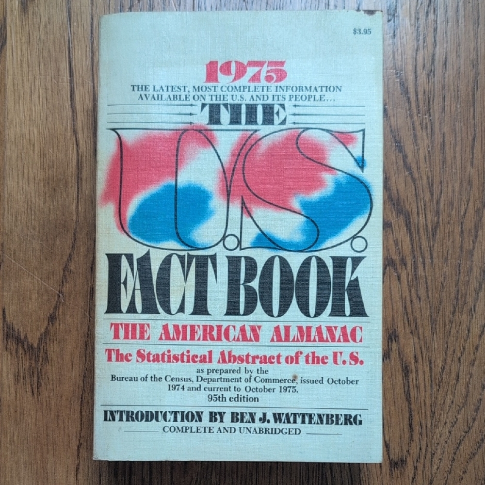 Vintage 1975 The U.S. Fact Book The American Almanac Paperback Book